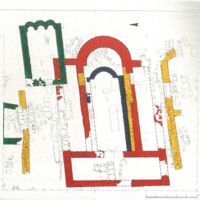 Ground plan of a three aisled basilica.