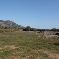 Paliochora, view of Byzantine Maronia. In the background the hill of St. George.