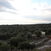 The ancient theater of Maronia facing west.