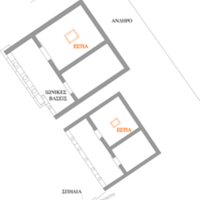 Floor plan of the Sanctuary. Hearths.