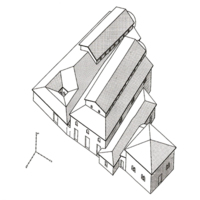 Axonometric drawing of the two early Christian Basilicas.