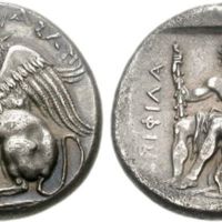 A silver stater of the 4th century BC.